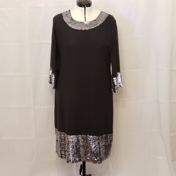 Ulla Popken Formal Black Sequin Dress, Size 16/18 - Picture 3 of 12